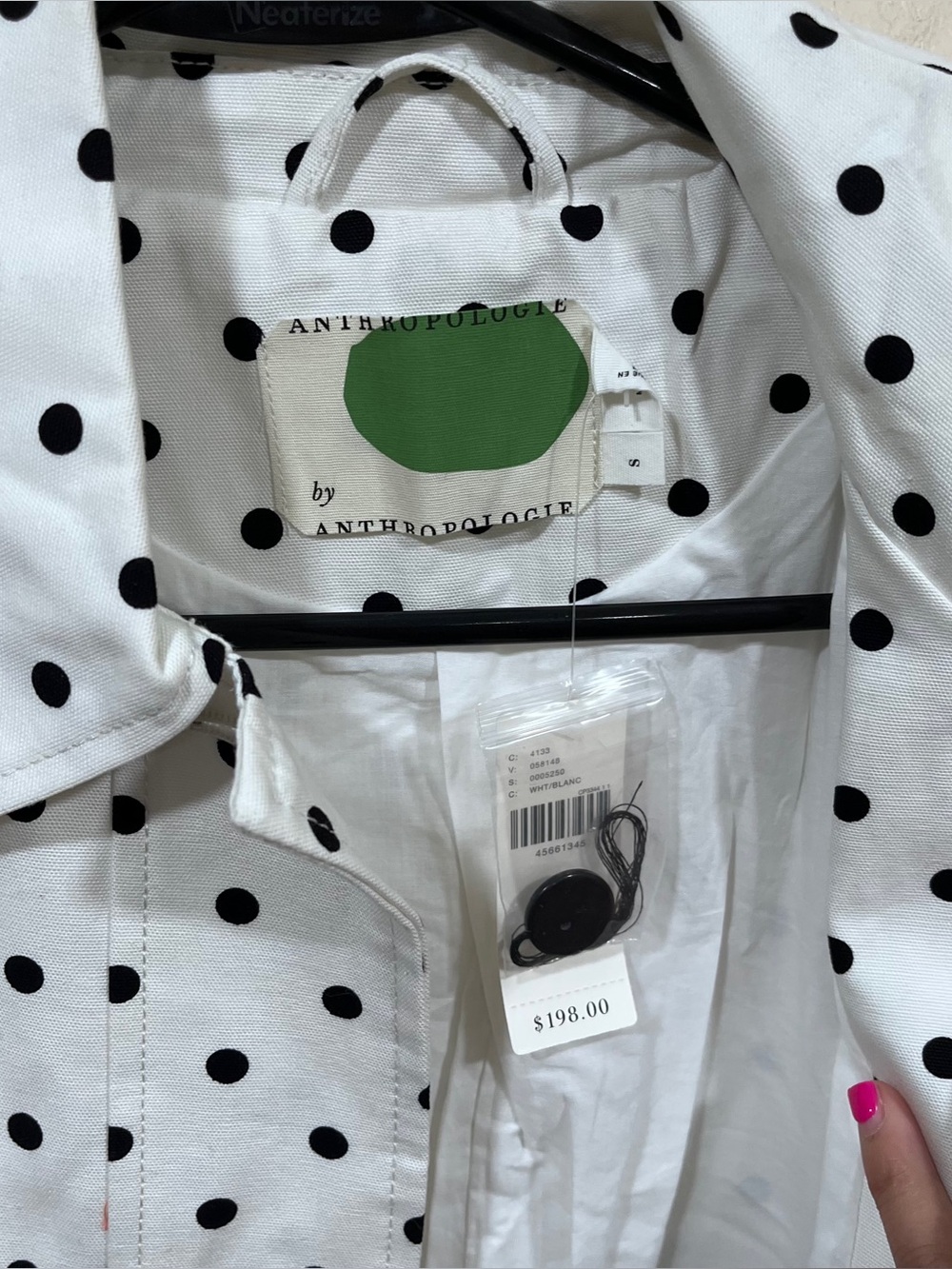 NWT ANTHROPOLOGIE Polka Dot Embroidered Trench size small - Picture 3 of 7